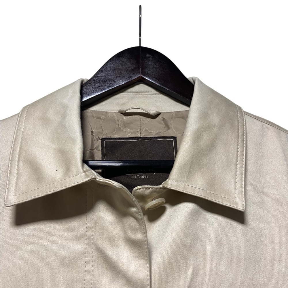 COACH Womens Trench Coat Signature Monogram Beige Size Large - Picture 4 of 12